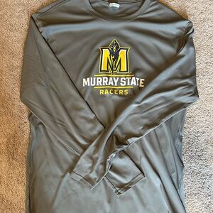Port and Company Gray Long Sleeve Shirt with Murray State Racers Logo